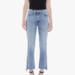 MOTHER Insider Crop Step Fray Jeans Twice Shy Blue Size 27